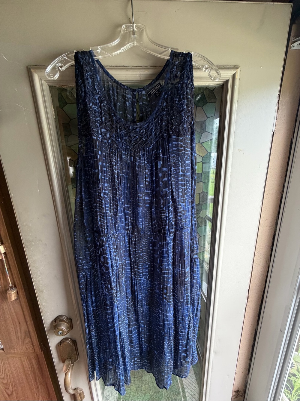 Lucky Brand Navy and Light Blue Sleeveless Maxi Dress